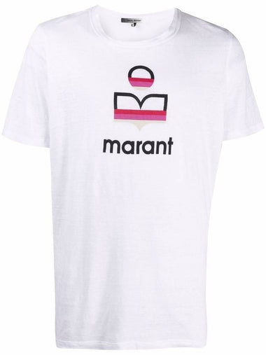 Karman Logo Linen Short Sleeve T-Shirt White - ISABEL MARANT - BALAAN 1