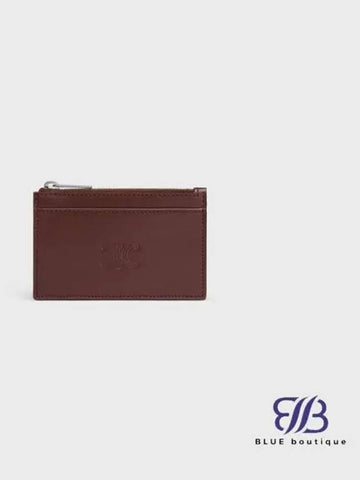 Zipped card holder Triomphe embossed satin calfskin chestnut - CELINE - BALAAN 1