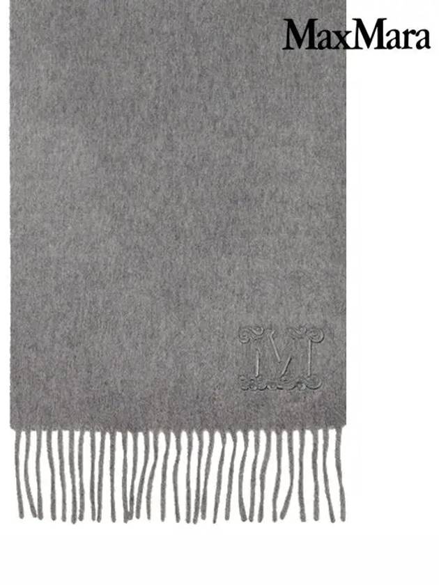 Wsdahlia Embroid M Logo Fringe Cashmere Muffler Light Grey - MAX MARA - BALAAN 3