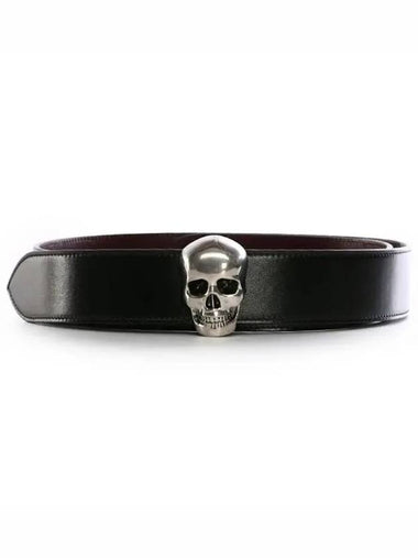 Skull buckle leather belt black 575970 1XI8Y - ALEXANDER MCQUEEN - BALAAN 1