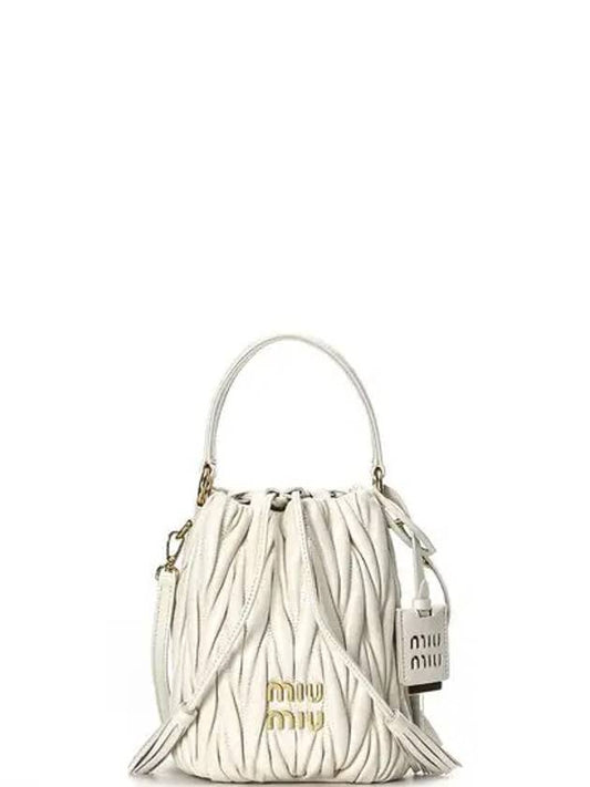 Matelasse Nappa Leather Bucket Bag White - MIU MIU - BALAAN 2