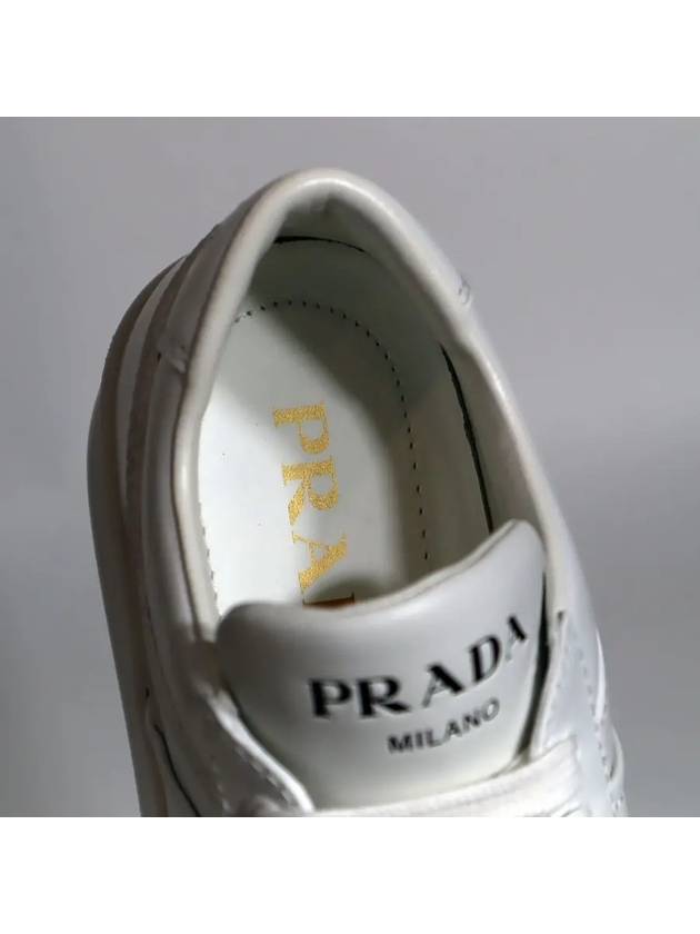 Downtown Bold Leather Low Top Sneakers White - PRADA - BALAAN 9