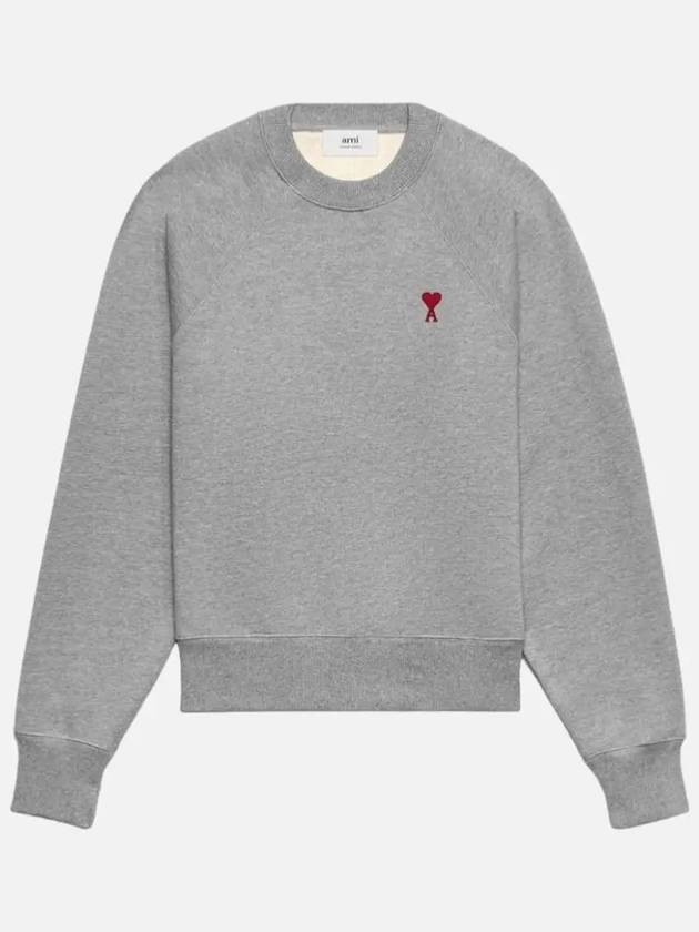 Small Heart Logo Sweatshirt Grey - AMI - BALAAN 3