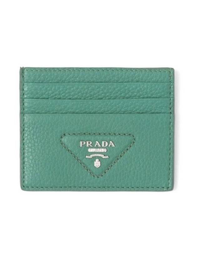 Triangle Logo Card Wallet Sage Green - PRADA - BALAAN 1