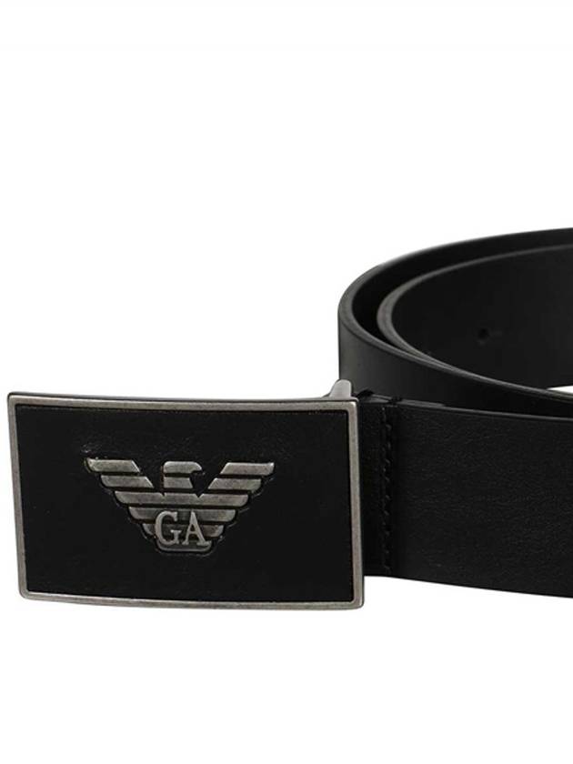 Men's Logo Plate Leather Belt Black - EMPORIO ARMANI - BALAAN 5