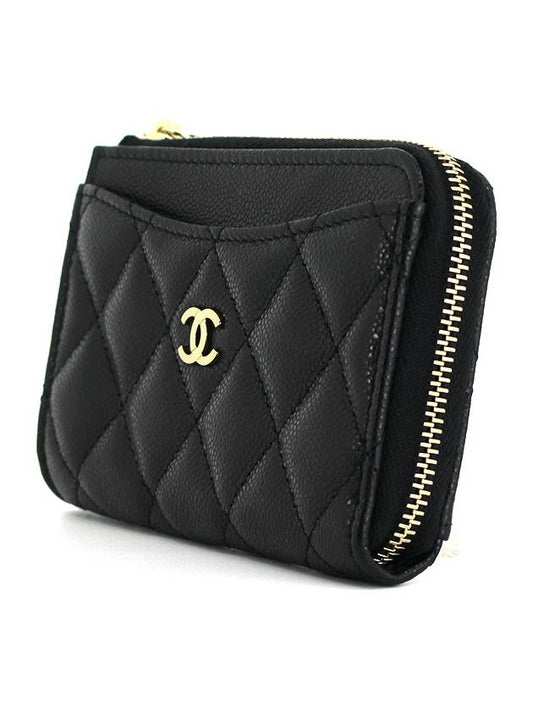 CH Classic Caviar Zipper Holder Wallet Black Gold CH41WT012 - CHANEL - BALAAN 2