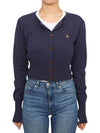 Bea ORB Embroidered Logo Crop Cardigan Dark Blue - VIVIENNE WESTWOOD - BALAAN 5