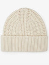 Logo Patch Cashmere Blend Beanie Ivory - MONCLER - BALAAN 3