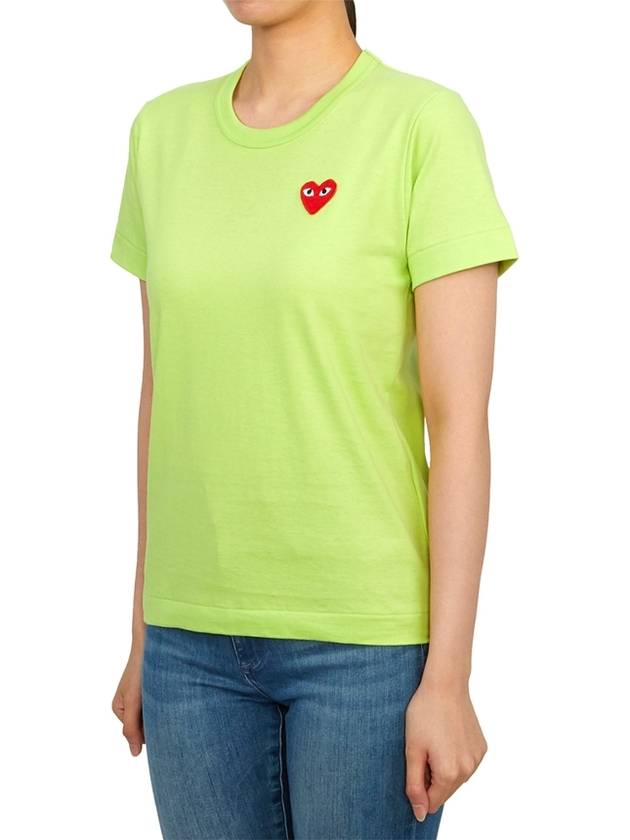 Women Heart Patch Short Sleeve T Shirt P1 T271 2 Lime - COMME DES GARCONS PLAY - BALAAN 3