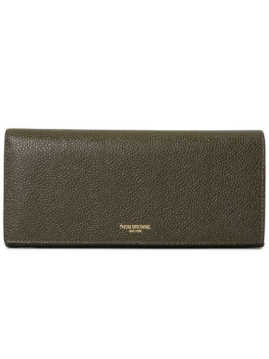 Men's Logo Pebble Grain Leather Long Wallet Brown - THOM BROWNE - BALAAN 2