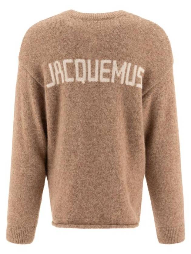 Le Pull Logo Crew Neck Alpaca Wool Knit Top Beige - JACQUEMUS - BALAAN 3