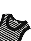 Logo Embroidered Striped Cotton Sleeveless White Black - SAINT LAURENT - BALAAN 4