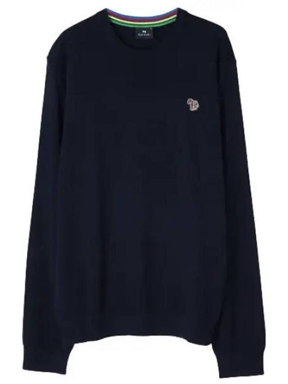 Zebra Patch Crew Neck Knit Top Navy - PAUL SMITH - BALAAN 2