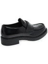 Chocolate Brushed Leather Loafers Black - PRADA - BALAAN 11