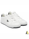 Downtown Triagle Logo Leather Low Top Sneakers White - PRADA - BALAAN 2