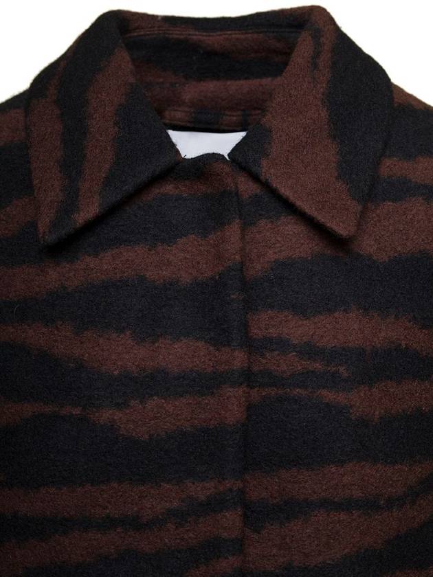 Brown Cropped Jacket With Zebra Motif In Wool Woman - GANNI - BALAAN 3