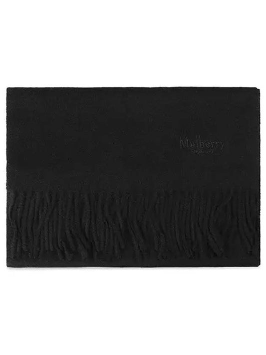 Small Solid Merino Wool Muffler Black - MULBERRY - BALAAN 1