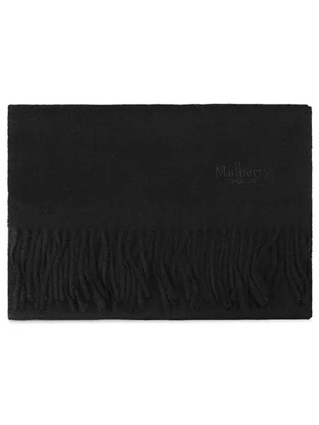 Small Solid Merino Wool Muffler Black - MULBERRY - BALAAN 3