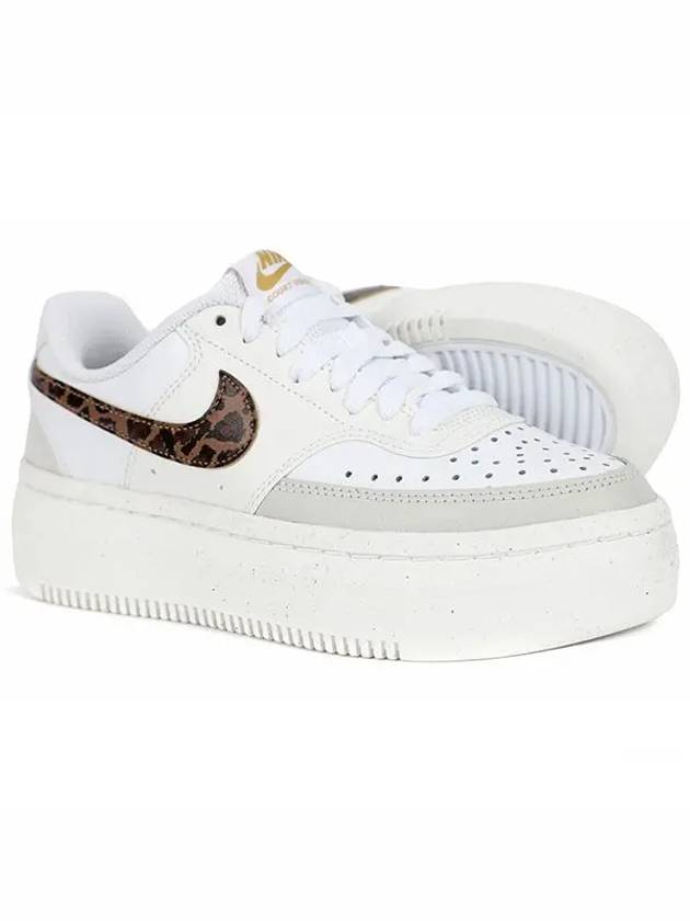 Court Vision Alta Leopard Swoosh Leather Low Top Sneakers White - NIKE - BALAAN 3