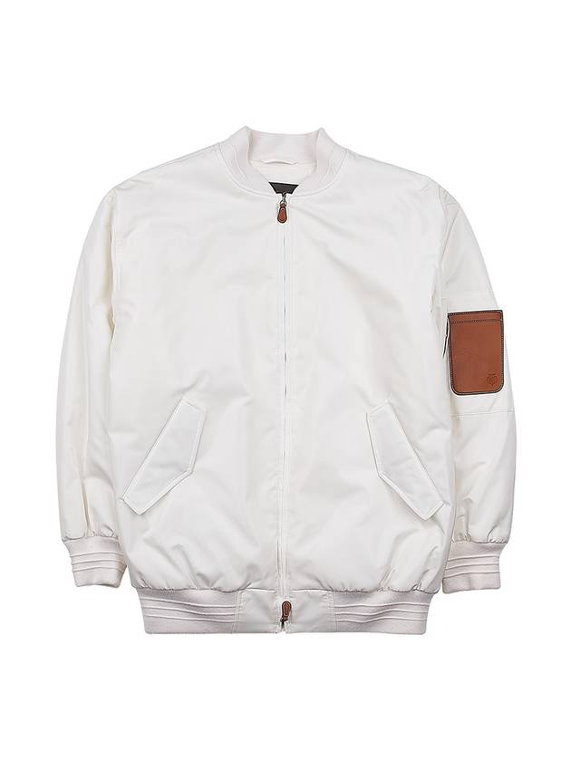 Sleeve Pocket Zipper Linen Bomber Jacket White - LORO PIANA - BALAAN 1