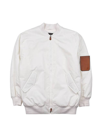 Sleeve Pocket Zipper Linen Bomber Jacket White - LORO PIANA - BALAAN 1