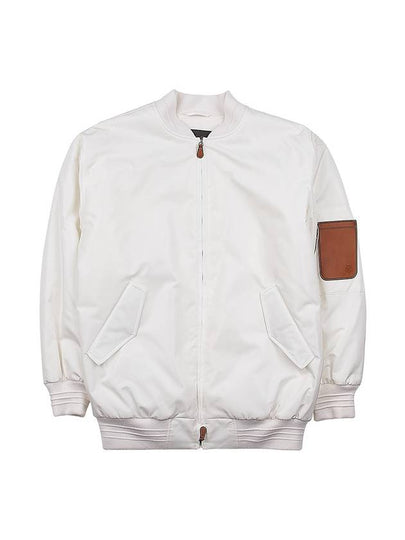 Sleeve Pocket Zipper Linen Bomber Jacket White - LORO PIANA - BALAAN 2