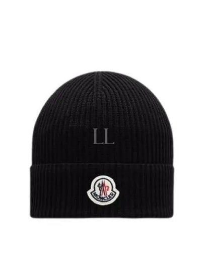 Logo Cotton Beanie Black - MONCLER - BALAAN 2