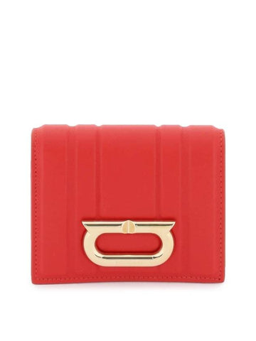 New Gancini Leather Half Wallet Red - SALVATORE FERRAGAMO - BALAAN 1