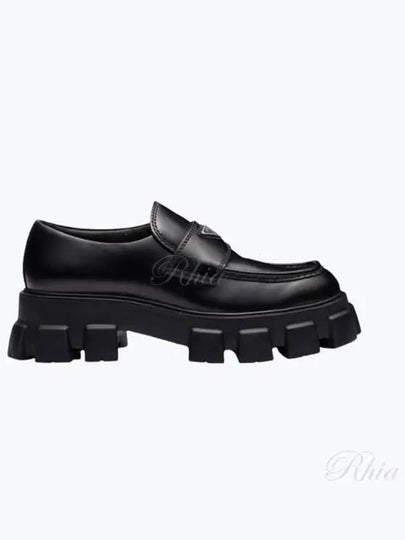 Monolith Brushed Leather Loafers Black - PRADA - BALAAN 2