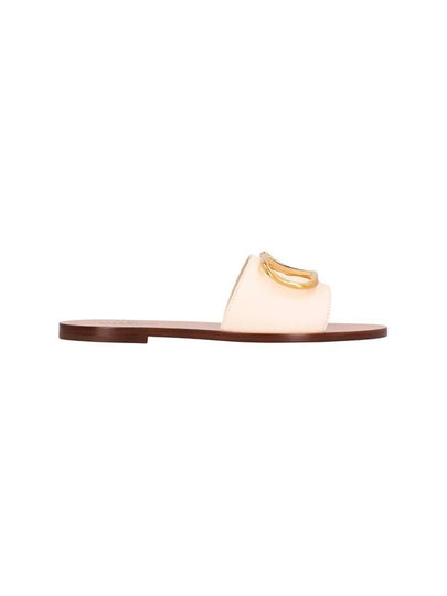 V Logo Signature Leather Slippers White - VALENTINO - BALAAN 2