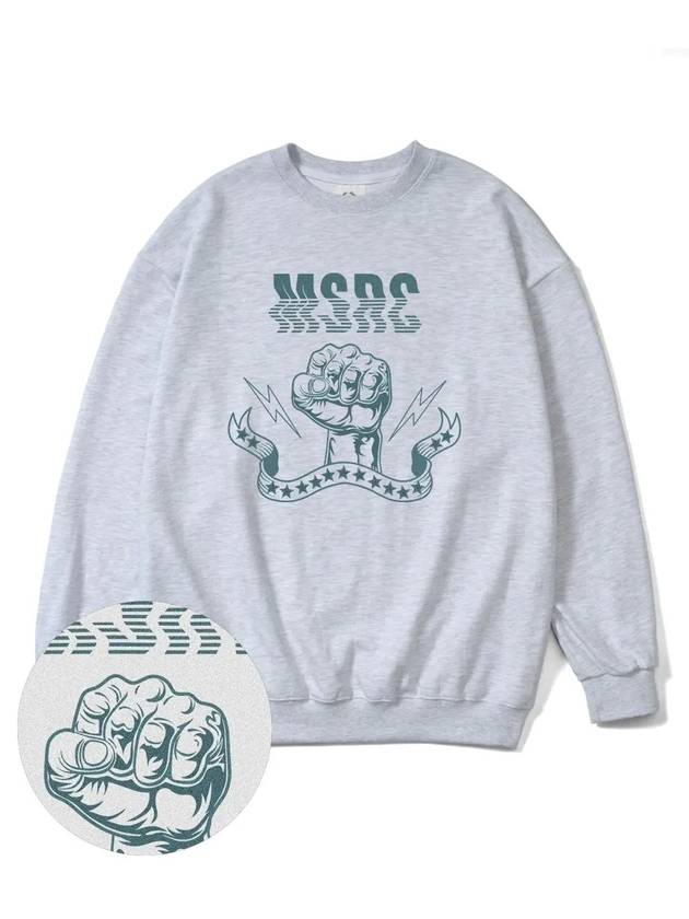 Punchline Jade Green Overfit Sweatshirt Melange Gray - MONSTER REPUBLIC - BALAAN 2