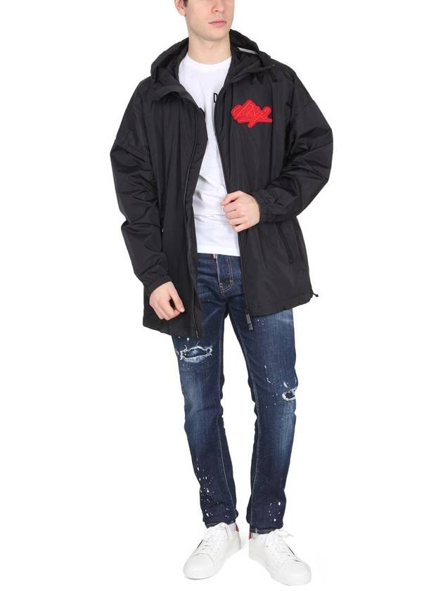 Logo Patch Windbreaker Black - DSQUARED2 - BALAAN 3