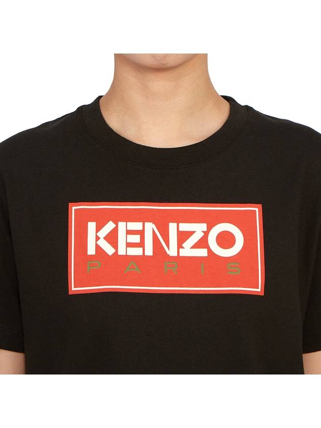 Women's Paris Logo Loose Cotton Short Sleeved T-Shirt Black - KENZO - BALAAN 7