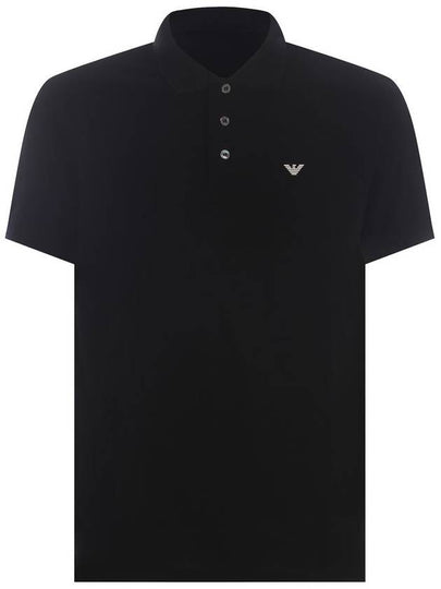 Mini Logo Short Sleeve PK Shirt Black - EMPORIO ARMANI - BALAAN 2