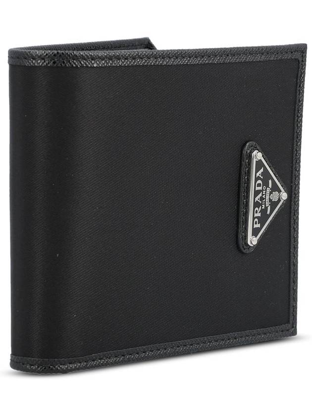 Triangle Logo Re-Nylon Half Wallet Black - PRADA - BALAAN 4