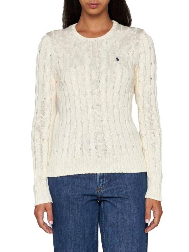 Embroidered Logo Pony Cable Knit Top Cream - POLO RALPH LAUREN - BALAAN 4