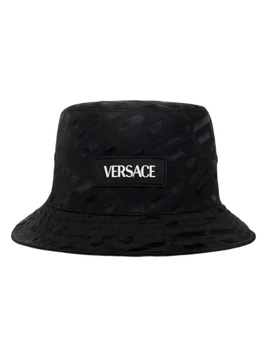 Logo Jacquard Bucket Hat Black - VERSACE - BALAAN 1