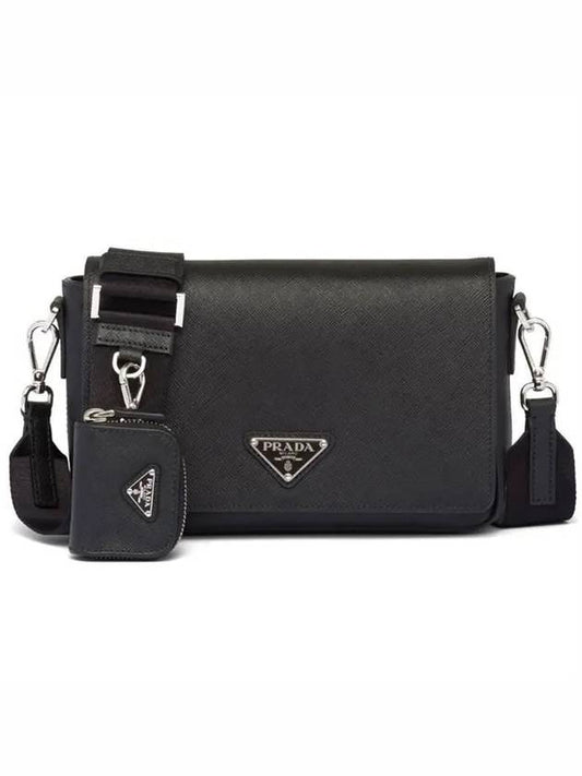 Saffiano Leather Shoulder Bag Black - PRADA - BALAAN 2