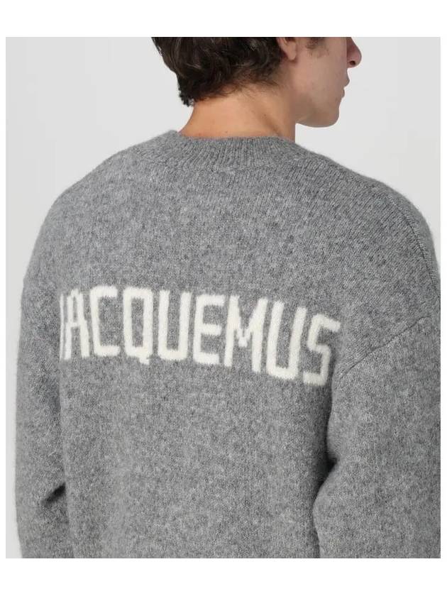 Le Pull Logo Crew Neck Alpaca Wool Knit Top Grey - JACQUEMUS - BALAAN 4