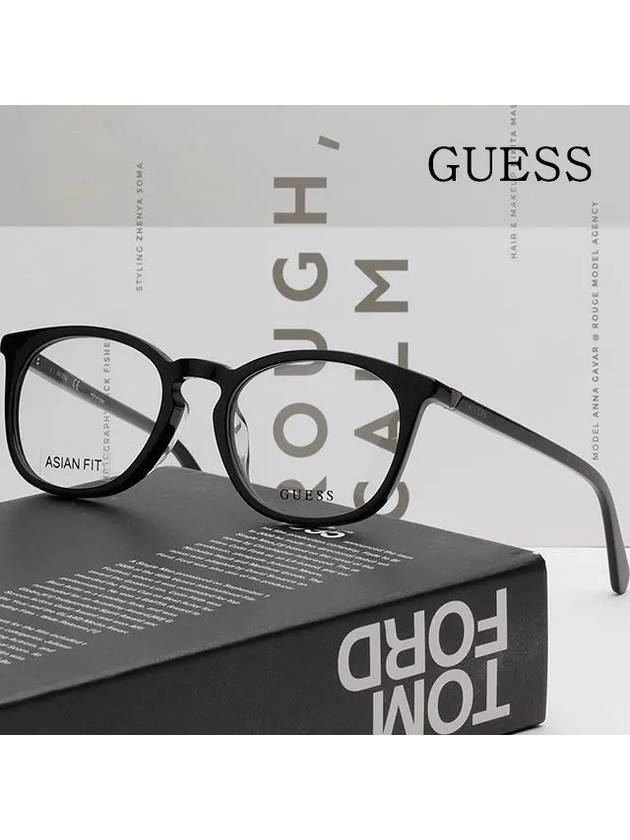 Glasses frame GU50057D 001 black horn rim Asian fit - GUESS - BALAAN 2