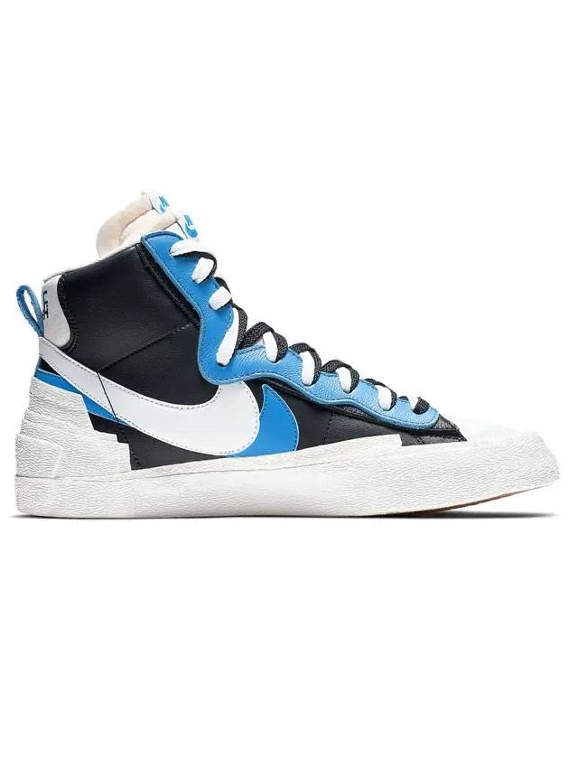 Sacai Blazer Mid High Top Sneakers White Black Legend Blue - NIKE - BALAAN 1