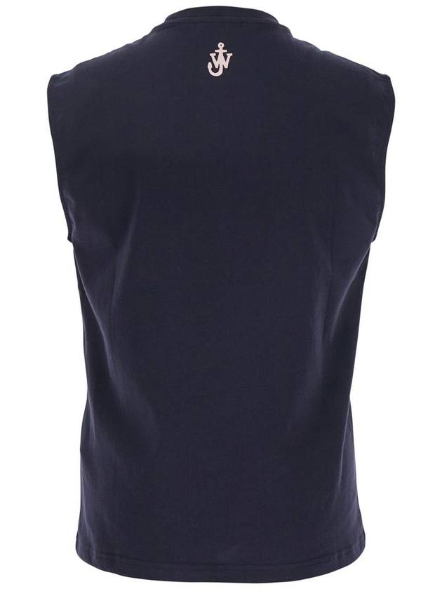 Blue Sleeveless Top With Maxi Print On The Front And Logo Detail On The Rear In Cotton Man - JW ANDERSON - BALAAN 2