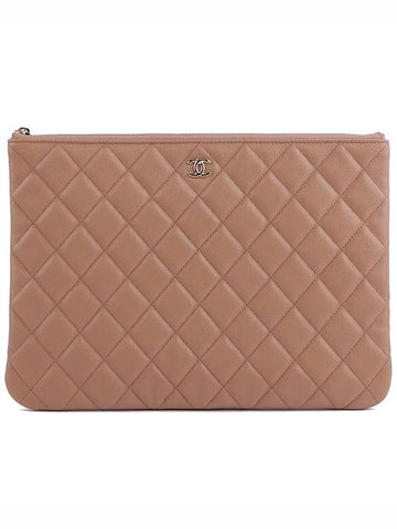 Classic Gold Caviar Medium Clutch Bag Beige - CHANEL - BALAAN 1