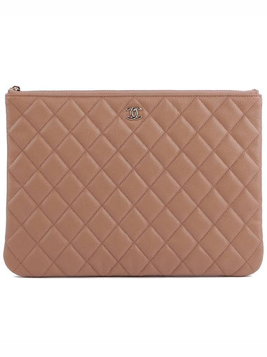 Classic Gold Logo Medium Caviar Clutch Bag Brown - CHANEL - BALAAN 1