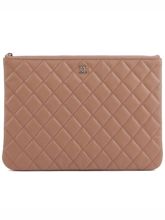 Classic Gold Caviar Medium Clutch Bag Beige - CHANEL - BALAAN 1