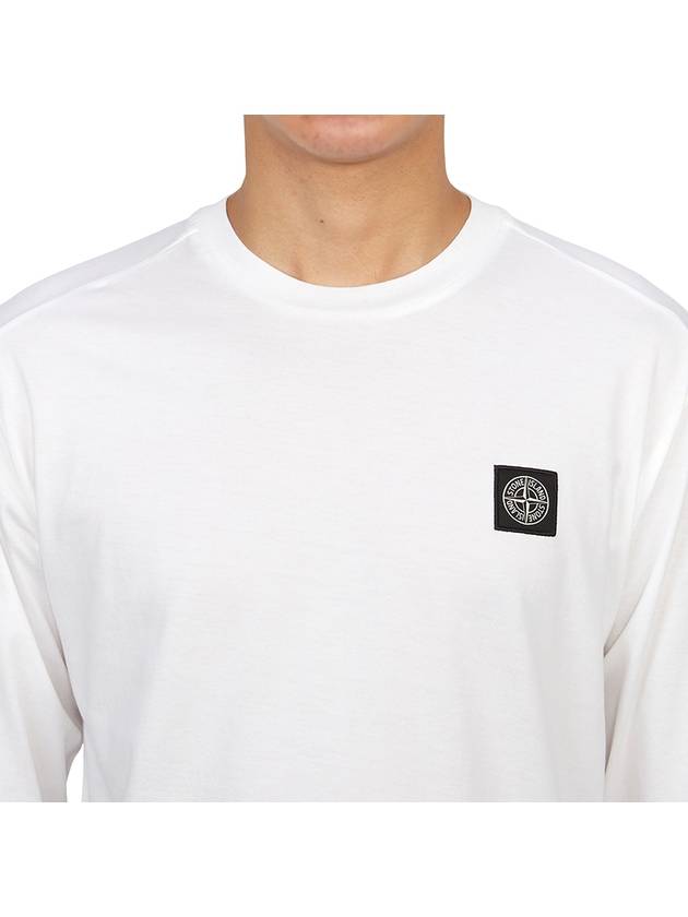 Chest Patch Long Sleeve T-Shirt White - STONE ISLAND - BALAAN 6