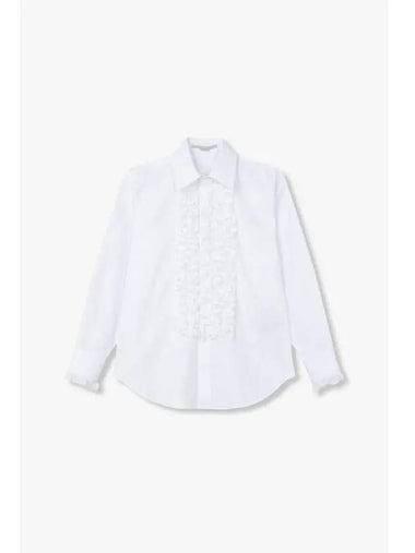 STELLA McCARTNEY Ruffled Cotton Tuxedo Shirt White - STELLA MCCARTNEY - BALAAN 1