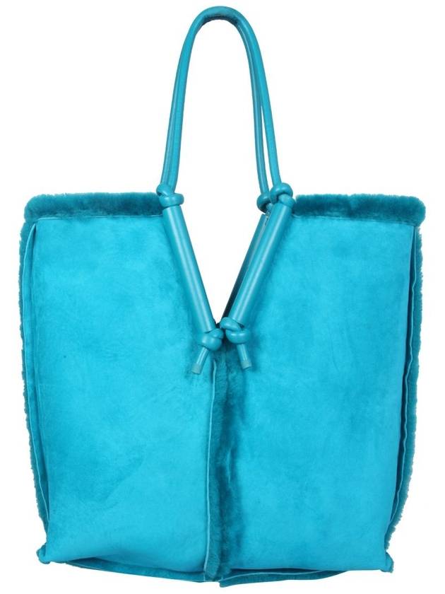 Bowlster Reversible Shearling Tote Bag Blue - BOTTEGA VENETA - BALAAN 2