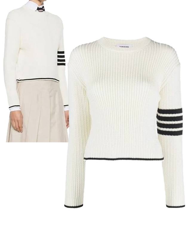 4 Bar Stripe Cable Knit Top White - THOM BROWNE - BALAAN 2