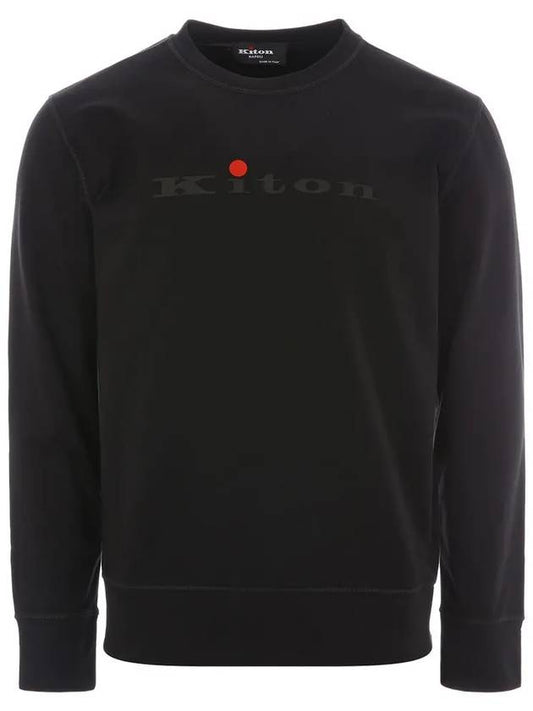 Logo Print Crew Neck Sweatshirt Black - KITON - BALAAN 2